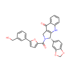 O=C(c1ccc(-c2cccc(CO)c2)o1)N1Cc2c([nH]c3ccccc3c2=O)[C@@H]1c1ccc2c(c1)OCO2 ZINC000013493098