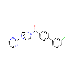 O=C(c1ccc(-c2cccc(Cl)c2)cc1)N1C[C@H]2C[C@H]1CN2c1ncccn1 ZINC000299823798