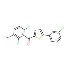 O=C(c1ccc(-c2cccc(Cl)c2)s1)c1c(F)ccc(O)c1F ZINC001772640903