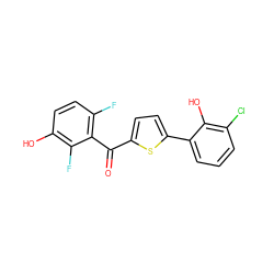 O=C(c1ccc(-c2cccc(Cl)c2O)s1)c1c(F)ccc(O)c1F ZINC001772621260