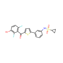 O=C(c1ccc(-c2cccc(NS(=O)(=O)C3CC3)c2)s1)c1c(F)ccc(O)c1F ZINC000473150912