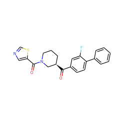 O=C(c1ccc(-c2ccccc2)c(F)c1)[C@@H]1CCCN(C(=O)c2cncs2)C1 ZINC000013593470