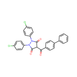 O=C(c1ccc(-c2ccccc2)cc1)C1C(=O)N(c2ccc(Cl)cc2)N(c2ccc(Cl)cc2)C1=O ZINC000101066358