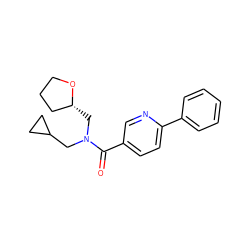 O=C(c1ccc(-c2ccccc2)nc1)N(CC1CC1)C[C@@H]1CCCO1 ZINC000040829475