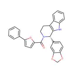 O=C(c1ccc(-c2ccccc2)o1)N1CCc2c([nH]c3ccccc23)[C@@H]1c1ccc2c(c1)OCO2 ZINC000013487958