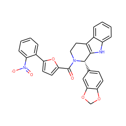 O=C(c1ccc(-c2ccccc2[N+](=O)[O-])o1)N1CCc2c([nH]c3ccccc23)[C@@H]1c1ccc2c(c1)OCO2 ZINC000013487956