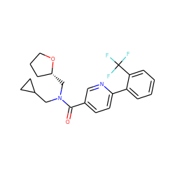 O=C(c1ccc(-c2ccccc2C(F)(F)F)nc1)N(CC1CC1)C[C@@H]1CCCO1 ZINC000040405653