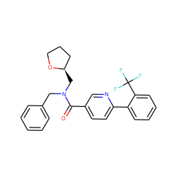 O=C(c1ccc(-c2ccccc2C(F)(F)F)nc1)N(Cc1ccccc1)C[C@@H]1CCCO1 ZINC000040936012