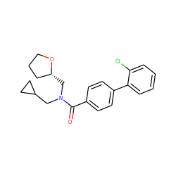 O=C(c1ccc(-c2ccccc2Cl)cc1)N(CC1CC1)C[C@@H]1CCCO1 ZINC000040898235