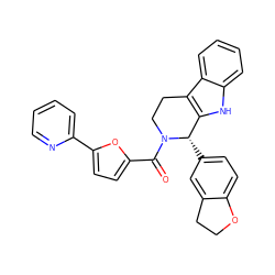 O=C(c1ccc(-c2ccccn2)o1)N1CCc2c([nH]c3ccccc23)[C@@H]1c1ccc2c(c1)CCO2 ZINC000013487982