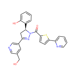O=C(c1ccc(-c2ccccn2)s1)N1N=C(c2cncc(CO)c2)C[C@H]1c1ccccc1O ZINC000071331977