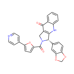 O=C(c1ccc(-c2ccncc2)o1)N1Cc2c([nH]c3ccccc3c2=O)[C@@H]1c1ccc2c(c1)OCO2 ZINC000013493116