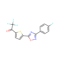 O=C(c1ccc(-c2nc(-c3ccc(F)cc3)no2)s1)C(F)(F)F ZINC000040379248