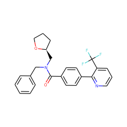 O=C(c1ccc(-c2ncccc2C(F)(F)F)cc1)N(Cc1ccccc1)C[C@@H]1CCCO1 ZINC000040934064