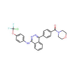 O=C(c1ccc(-c2nnc(Nc3ccc(OC(F)(F)Cl)cc3)c3ccccc23)cc1)N1CCOCC1 ZINC000003672217