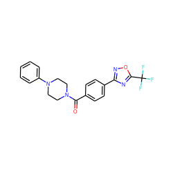 O=C(c1ccc(-c2noc(C(F)(F)F)n2)cc1)N1CCN(c2ccccc2)CC1 ZINC000142900888