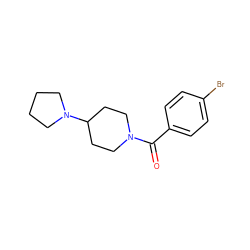 O=C(c1ccc(Br)cc1)N1CCC(N2CCCC2)CC1 ZINC000038102120