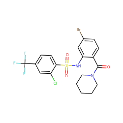 O=C(c1ccc(Br)cc1NS(=O)(=O)c1ccc(C(F)(F)F)cc1Cl)N1CCCCC1 ZINC000028969345