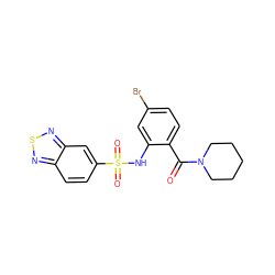 O=C(c1ccc(Br)cc1NS(=O)(=O)c1ccc2nsnc2c1)N1CCCCC1 ZINC000035065156