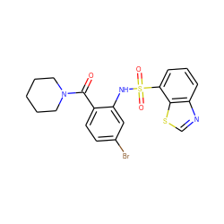 O=C(c1ccc(Br)cc1NS(=O)(=O)c1cccc2ncsc12)N1CCCCC1 ZINC000029063078