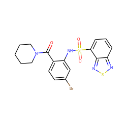 O=C(c1ccc(Br)cc1NS(=O)(=O)c1cccc2nsnc12)N1CCCCC1 ZINC000006745506