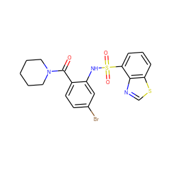 O=C(c1ccc(Br)cc1NS(=O)(=O)c1cccc2scnc12)N1CCCCC1 ZINC000029063088