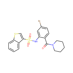 O=C(c1ccc(Br)cc1NS(=O)(=O)c1csc2ccccc12)N1CCCCC1 ZINC000028969412