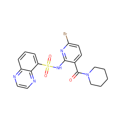 O=C(c1ccc(Br)nc1NS(=O)(=O)c1cccc2nccnc12)N1CCCCC1 ZINC000040617181