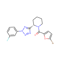 O=C(c1ccc(Br)o1)N1CCCC[C@H]1c1nnn(-c2cccc(F)c2)n1 ZINC000049785382