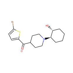 O=C(c1ccc(Br)s1)C1CCN([C@@H]2CCCC[C@H]2O)CC1 ZINC000049068433