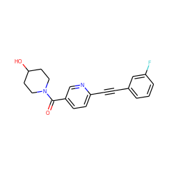 O=C(c1ccc(C#Cc2cccc(F)c2)nc1)N1CCC(O)CC1 ZINC000096933575