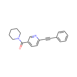 O=C(c1ccc(C#Cc2ccccc2)nc1)N1CCCCC1 ZINC000043018054