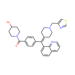 O=C(c1ccc(C(=C2CCN(Cc3cscn3)CC2)c2cccc3cccnc23)cc1)N1CCC(O)CC1 ZINC000082154703