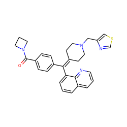 O=C(c1ccc(C(=C2CCN(Cc3cscn3)CC2)c2cccc3cccnc23)cc1)N1CCC1 ZINC000073199584