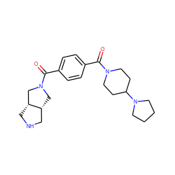 O=C(c1ccc(C(=O)N2C[C@@H]3CNC[C@@H]3C2)cc1)N1CCC(N2CCCC2)CC1 ZINC000096284343