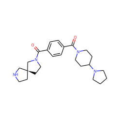 O=C(c1ccc(C(=O)N2CC[C@]3(CCNC3)C2)cc1)N1CCC(N2CCCC2)CC1 ZINC000096284347