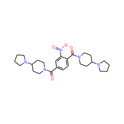 O=C(c1ccc(C(=O)N2CCC(N3CCCC3)CC2)c([N+](=O)[O-])c1)N1CCC(N2CCCC2)CC1 ZINC000096284329