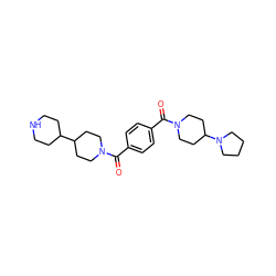 O=C(c1ccc(C(=O)N2CCC(N3CCCC3)CC2)cc1)N1CCC(C2CCNCC2)CC1 ZINC000096284361