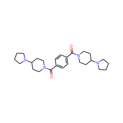 O=C(c1ccc(C(=O)N2CCC(N3CCCC3)CC2)cc1)N1CCC(N2CCCC2)CC1 ZINC000096284375