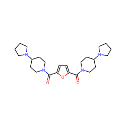 O=C(c1ccc(C(=O)N2CCC(N3CCCC3)CC2)o1)N1CCC(N2CCCC2)CC1 ZINC000096284323