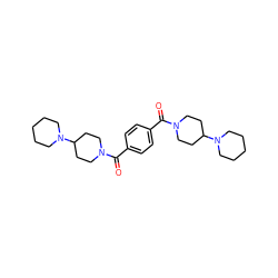 O=C(c1ccc(C(=O)N2CCC(N3CCCCC3)CC2)cc1)N1CCC(N2CCCCC2)CC1 ZINC000095837022