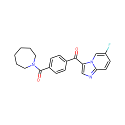 O=C(c1ccc(C(=O)N2CCCCCC2)cc1)c1cnc2ccc(F)cn12 ZINC000068245522