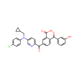 O=C(c1ccc(C(=O)c2cccc(O)c2)c(C(=O)O)c1)c1ccc(N(CC2CC2)c2ccc(Cl)cc2)cn1 ZINC000199274173