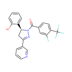 O=C(c1ccc(C(F)(F)F)c(F)c1)N1N=C(c2cccnc2)C[C@H]1c1ccccc1O ZINC000071281284