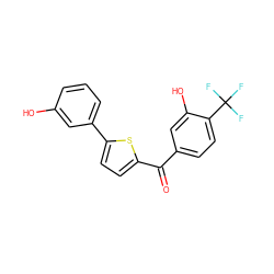 O=C(c1ccc(C(F)(F)F)c(O)c1)c1ccc(-c2cccc(O)c2)s1 ZINC000473151538