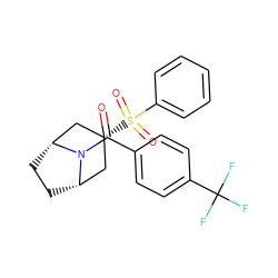 O=C(c1ccc(C(F)(F)F)cc1)N1[C@H]2CC[C@@H]1C[C@H](S(=O)(=O)c1ccccc1)C2 ZINC000103097199