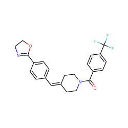 O=C(c1ccc(C(F)(F)F)cc1)N1CCC(=Cc2ccc(C3=NCCO3)cc2)CC1 ZINC000000837305