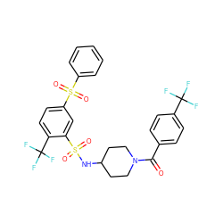 O=C(c1ccc(C(F)(F)F)cc1)N1CCC(NS(=O)(=O)c2cc(S(=O)(=O)c3ccccc3)ccc2C(F)(F)F)CC1 ZINC000049745952