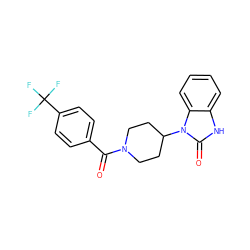 O=C(c1ccc(C(F)(F)F)cc1)N1CCC(n2c(=O)[nH]c3ccccc32)CC1 ZINC000012584311