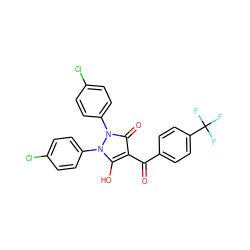 O=C(c1ccc(C(F)(F)F)cc1)c1c(O)n(-c2ccc(Cl)cc2)n(-c2ccc(Cl)cc2)c1=O ZINC000035017496